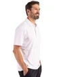 Tampa Bay Buccaneers Mono Cutter & Buck Forge Epic Confidence Fine Line Stripe Stretch Recycled Mens Polo White/Polished Side
