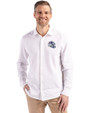 Buffalo Bills NFL Helmet Cutter & Buck Advantage Tri-Blend Eco Soft Pique Long Sleeve Knitted Mens Button Up White Front