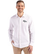 Denver Broncos Mono Cutter & Buck Advantage Tri-Blend Eco Soft Pique Long Sleeve Knitted Mens Button Up White Front