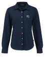 New England Patriots NFL Helmet Cutter & Buck Advantage Tri-Blend Eco Soft Pique Long Sleeve Knitted Womens Button Up Liberty Navy Mannequin