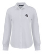 New England Patriots NFL Helmet Cutter & Buck Advantage Tri-Blend Eco Soft Pique Long Sleeve Knitted Womens Button Up White Mannequin
