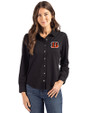 Cincinnati Bengals Cutter & Buck Advantage Tri-Blend Eco Soft Pique Long Sleeve Knitted Womens Button Up Black Front