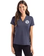 Milwaukee Brewers Mono Cutter & Buck Forge Eco Heathered Stretch Womens Blade Top Dark Navy Blue Heather Front