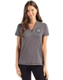 Chicago Cubs Mono Cutter & Buck Forge Eco Heathered Stretch Womens Blade Top Dark Black Heather Front