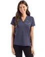 Boston Red Sox Mono Cutter & Buck Forge Eco Heathered Stretch Womens Blade Top Dark Navy Blue Heather Front