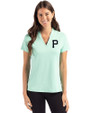 Pittsburgh Pirates Mono Cutter & Buck Forge Eco Heathered Stretch Womens Blade Top Fresh Mint Heather Front