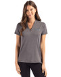 Atlanta Braves Mono Cutter & Buck Forge Eco Heathered Stretch Womens Blade Top Dark Black Heather Front