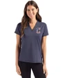 Cleveland Guardians Stars & Stripes Cutter & Buck Forge Eco Heathered Stretch Womens Blade Top Dark Navy Blue Heather Front