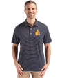 Seattle Mariners Cooperstown Cutter & Buck Forge Epic Confidence Fine Line Stripe Stretch Recycled Mens Polo Navy Blue/White Front