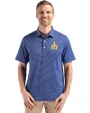 Seattle Mariners Cooperstown Cutter & Buck Forge Epic Confidence Fine Line Stripe Stretch Recycled Mens Polo Tour Blue/White Front