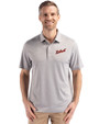 Detroit Tigers Cooperstown Cutter & Buck Forge Epic Confidence Fine Line Stripe Stretch Recycled Mens Polo Polished/White Front