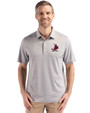 St. Louis Cardinals Cooperstown Cutter & Buck Forge Epic Confidence Fine Line Stripe Stretch Recycled Mens Polo Polished/White Front