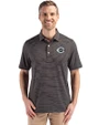 Cincinnati Reds Mono Cutter & Buck Forge Epic Confidence Fine Line Stripe Stretch Recycled Mens Polo Black/White Front