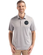 Chicago Cubs Mono Cutter & Buck Forge Epic Confidence Fine Line Stripe Stretch Recycled Mens Polo Polished/White Front