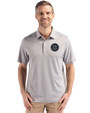 Seattle Mariners Mono Cutter & Buck Forge Epic Confidence Fine Line Stripe Stretch Recycled Mens Polo Polished/White Front