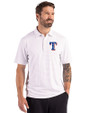 Texas Rangers Cutter & Buck Forge Epic Confidence Fine Line Stripe Stretch Recycled Mens Polo White/Polished Front