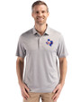 Texas Rangers Cooperstown Cutter & Buck Forge Epic Confidence Fine Line Stripe Stretch Recycled Mens Polo Polished/White Front