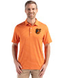 Baltimore Orioles Cutter & Buck Forge Epic Confidence Fine Line Stripe Stretch Recycled Mens Polo College Orange/White Front
