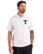 Texas Rangers Mono Cutter & Buck Forge Epic Confidence Fine Line Stripe Stretch Recycled Mens Polo White/Polished Front
