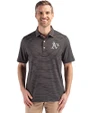 Athletics Mono Cutter & Buck Forge Epic Confidence Fine Line Stripe Stretch Recycled Mens Polo Black/White Front