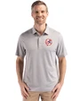 New York Yankees Cooperstown Cutter & Buck Forge Epic Confidence Fine Line Stripe Stretch Recycled Mens Polo Polished/White Front