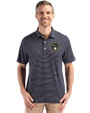 Milwaukee Brewers Cutter & Buck Forge Epic Confidence Fine Line Stripe Stretch Recycled Mens Polo Navy Blue/White Front