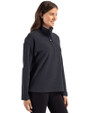 Tampa Bay Rays Mono Cutter & Buck Hunts Point Eco Textured Fleece Recycled Womens Snap Pullover Black Side