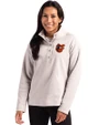 Baltimore Orioles Cooperstown Cutter & Buck Hunts Point Eco Textured Fleece Recycled Womens Snap Pullover Polished Medium Gray Front
