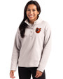 Baltimore Orioles Cooperstown Cutter & Buck Hunts Point Recycled Fleece Womens Hybrid Snap Placket Pullover Polished Medium Gray Front