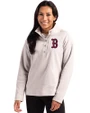 Boston Red Sox Cutter & Buck Hunts Point Eco Textured Fleece Recycled Womens Snap Pullover Polished Medium Gray Front