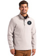 Houston Astro Mono Cutter & Buck Hunts Point Eco Textured Fleece Recycled Mens Snap Pullover Polished Medium Gray Front