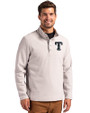 Texas Rangers Mono Cutter & Buck Hunts Point Eco Textured Fleece Recycled Mens Snap Pullover Polished Medium Gray Front