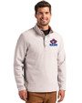Toronto Blue Jays Cooperstown Cutter & Buck Hunts Point Eco Textured Fleece Recycled Mens Snap Pullover Polished Medium Gray Front