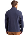 Seattle Mariners Stars & Stripes Cutter & Buck Hunts Point Eco Textured Fleece Recycled Mens Snap Pullover Navy Blue Back