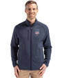 New York Mets Stars & Stripes Cutter & Buck Peshastin Fleece Recycled Mens Full Zip Jacket Navy Blue Heather Front