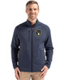 Milwaukee Brewers Cutter & Buck Peshastin Fleece Recycled Mens Full Zip Jacket Navy Blue Heather Front