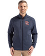 Washington Nationals Cooperstown Cutter & Buck Peshastin Fleece Recycled Mens Full Zip Jacket Navy Blue Heather Front