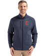 Cleveland Guardians - Cutter & Buck Peshastin Fleece Recycled Mens Full Zip Jacket Navy Blue Heather Front