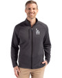 Los Angeles Dodgers Cutter & Buck Peshastin Fleece Recycled Mens Full Zip Jacket Black Heather Front