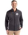 Milwaukee Brewers Mono Cutter & Buck Peshastin Fleece Recycled Mens Full Zip Jacket Black Heather Front