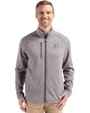 Cincinnati Reds Monochromatic Cutter & Buck Peshastin Recycled Grid Fleece Mens Full Zip Jacket Elemental Grey Heather Front