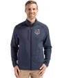 Minnesota Twins Stars & Stripes Cutter & Buck Peshastin Recycled Grid Fleece Mens Full Zip Jacket Navy Blue Heather Front