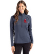 Boston Red Sox Cooperstown Cutter & Buck Peshastin Fleece Recycled Womens Half Zip Pullover Navy Blue Heather Front