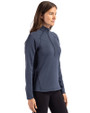 Seattle Mariners Mono Cutter & Buck Peshastin Fleece Recycled Womens Half Zip Pullover Navy Blue Heather Side