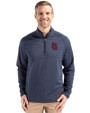 St. Louis Cardinals Cutter & Buck Peshastin Fleece Recycled Mens Half Zip Pullover Navy Blue Heather Front