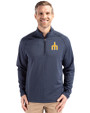 Seattle Mariners Cooperstown Cutter & Buck Peshastin Fleece Recycled Mens Half Zip Pullover Navy Blue Heather Front