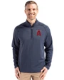 Los Angeles Angels City Connect Cutter & Buck Peshastin Fleece Recycled Mens Half Zip Pullover Navy Blue Heather Front
