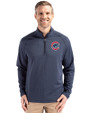 Chicago Cubs Cutter & Buck Peshastin Fleece Recycled Mens Half Zip Pullover Navy Blue Heather Front