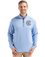 Chicago Cubs City Connect Cutter & Buck Peshastin Fleece Recycled Mens Half Zip Pullover Atlas Heather Front
