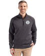 Milwaukee Brewers Mono Cutter & Buck Peshastin Fleece Recycled Mens Half Zip Pullover Black Heather Front